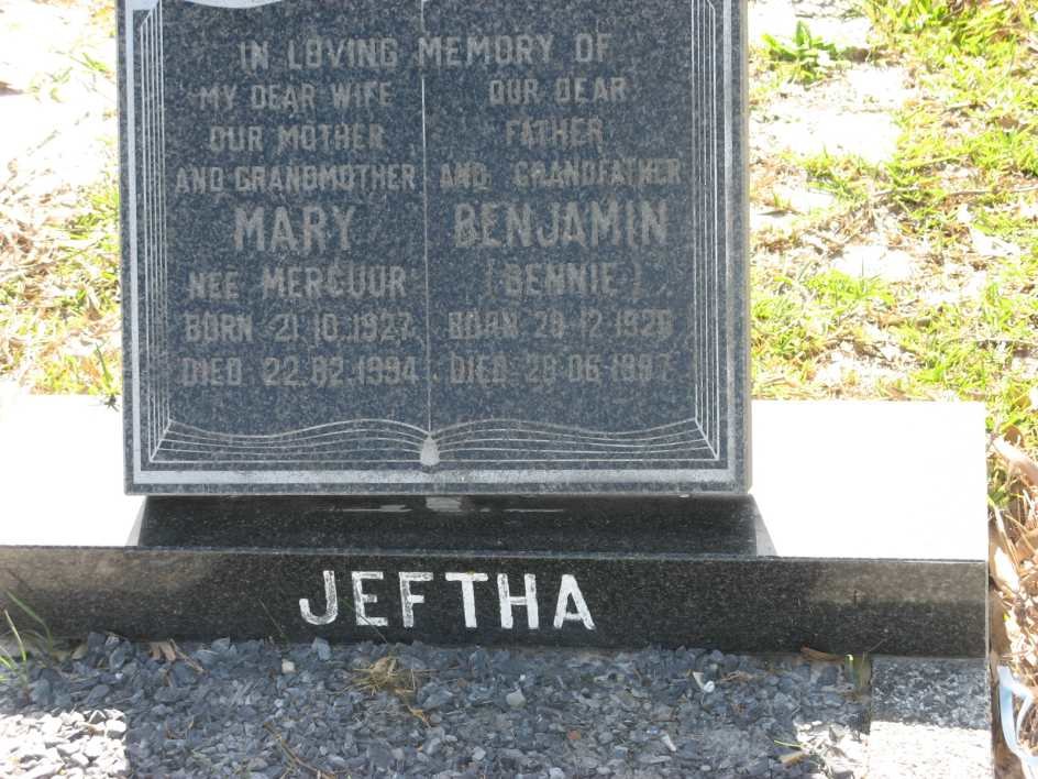 JEFTHA Benjamin 192?-1997 &amp; Mary MERCUUR 1927-1994