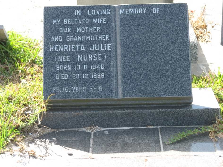 JULIE Henrietta nee NURSE 1948-1996