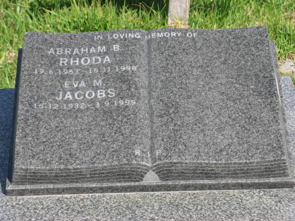 JACOBS Eva M. 1932-1999 :: RHODA Abraham B. 1957-1998
