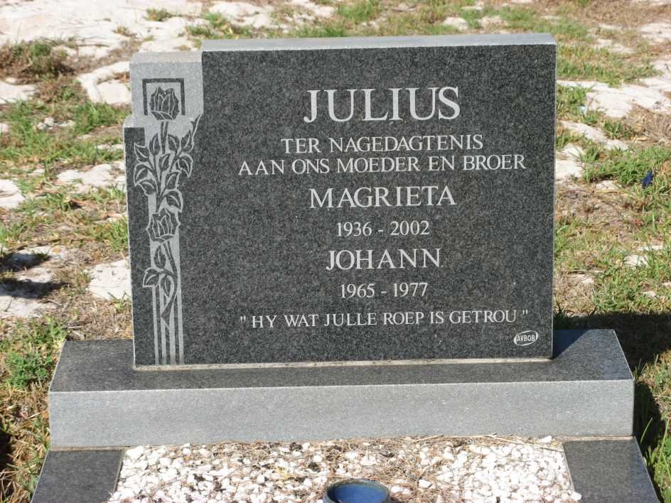 JULIUS Magrieta 1936-2002 :: JULIUS Johann 1965-1977