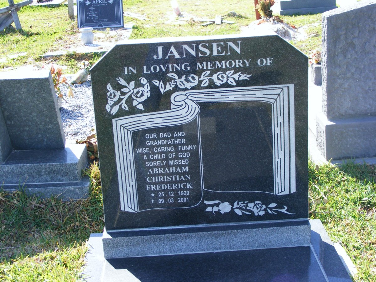 JANSEN Abraham Christian Frederick 1929-2001