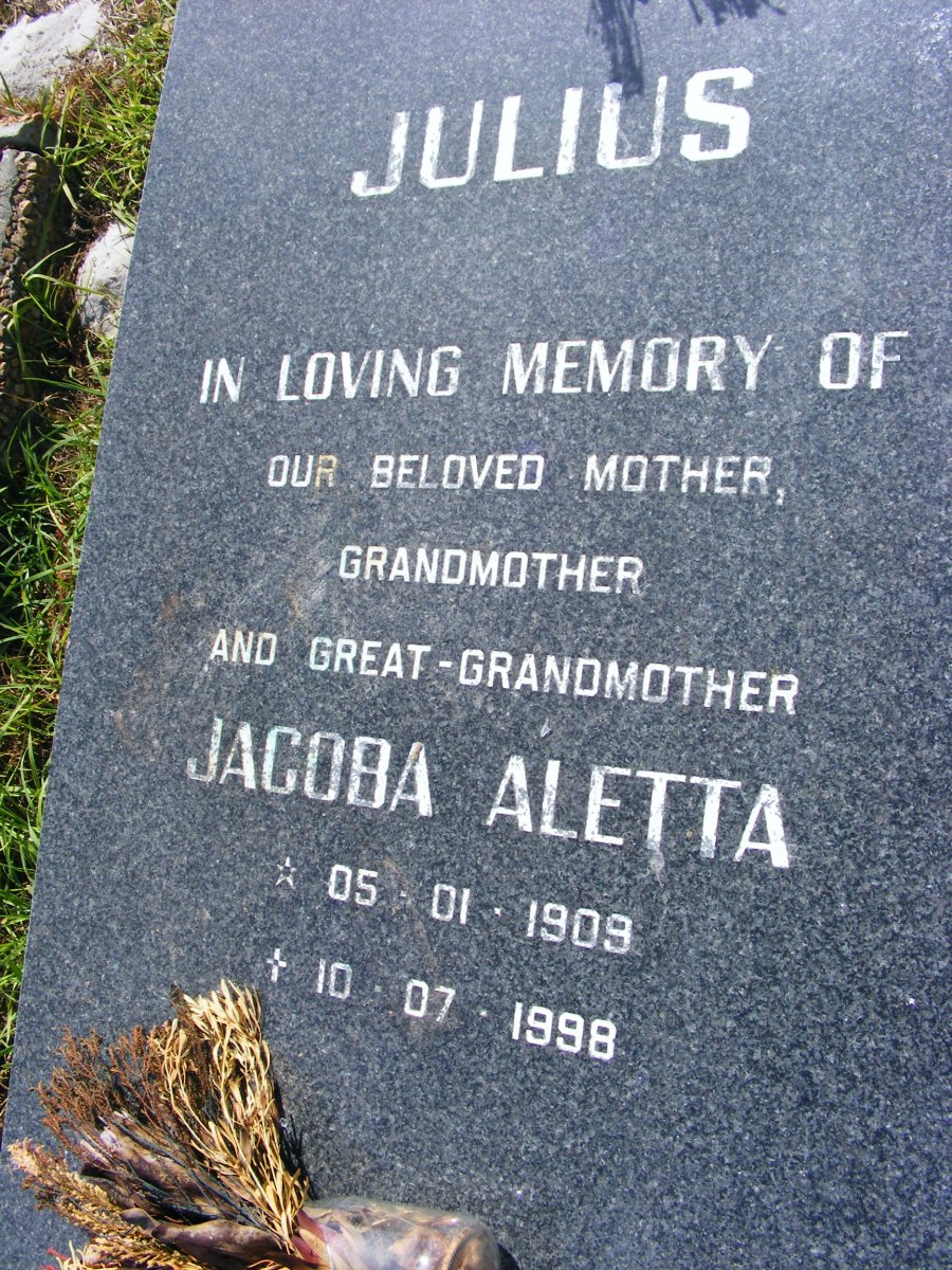 JULIUS Jacoba Aletta 1909-1998
