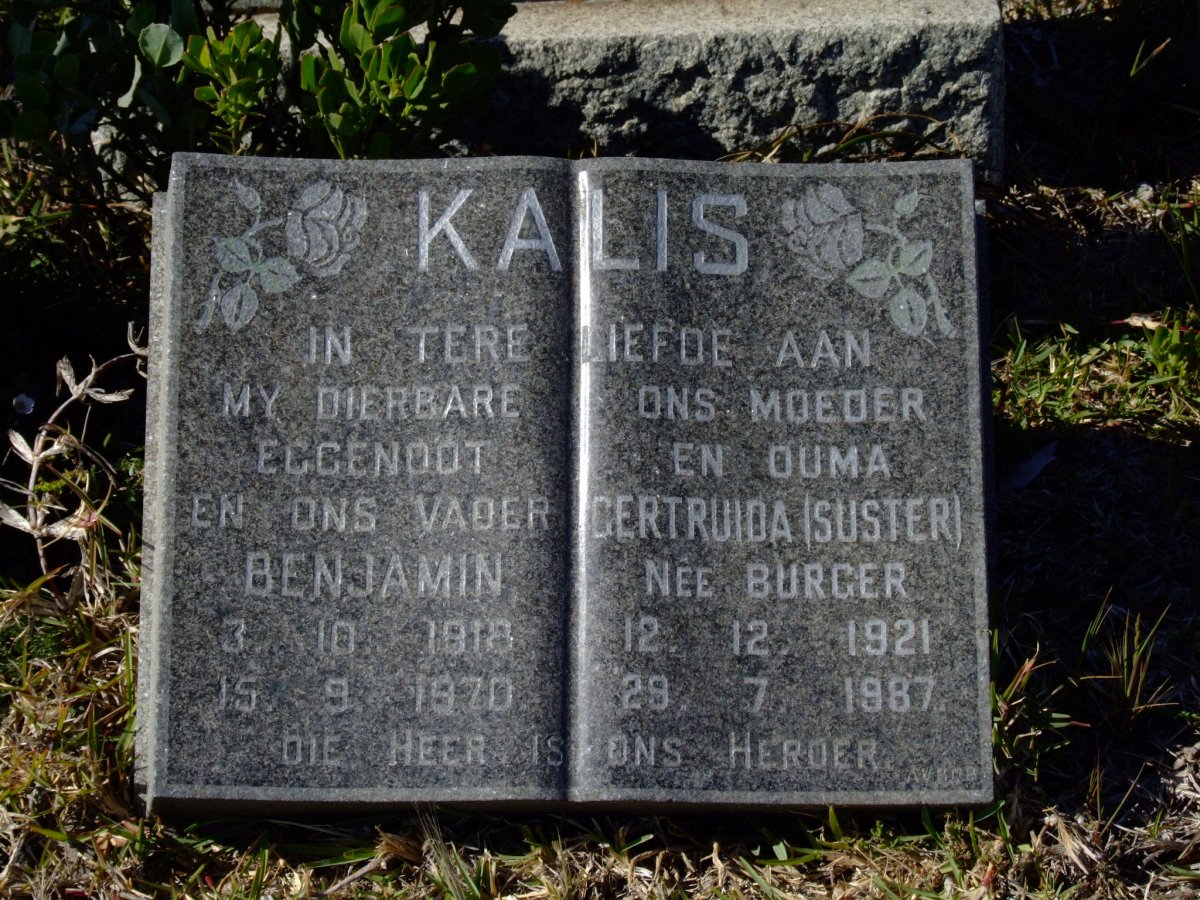 KALIS Benjamin 1918-1970 &amp; Gertruida BURGER 1921-1987