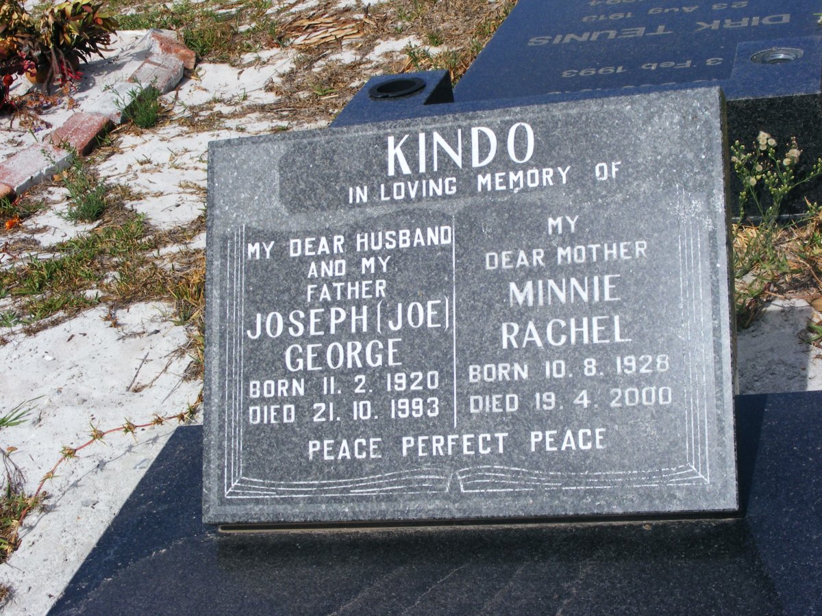 KINDO Joseph George 1920-1993 &amp; Minnie Rachel 1928-2000