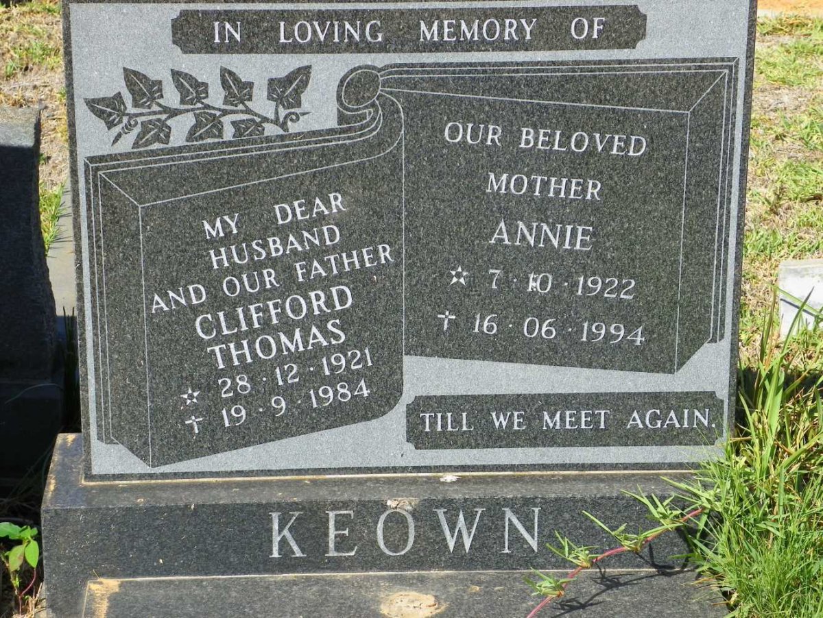 KEOWN Clifford Thomas 1921-1984 &amp; Annie 1922-1994