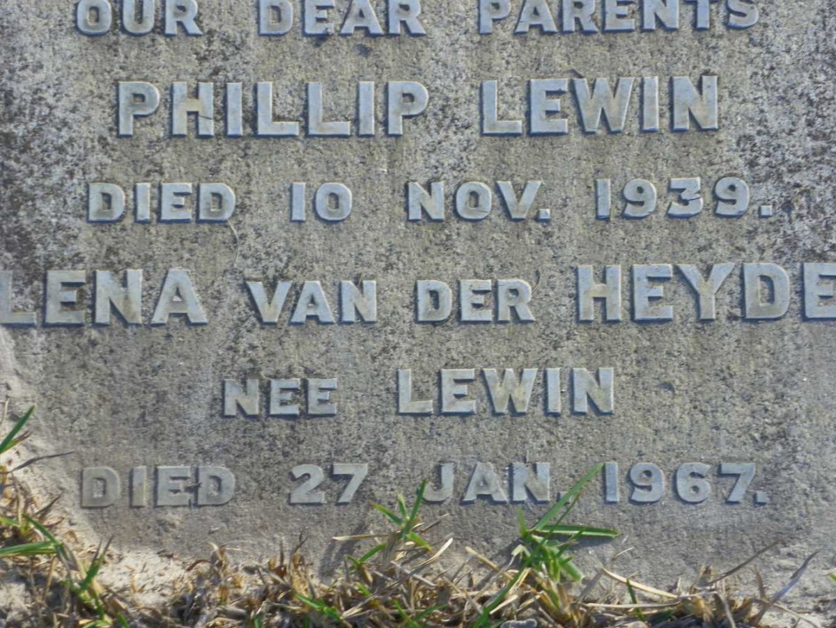 LEWIN Phillip -1939 &amp; Lena VAN DER HEYDE -1967