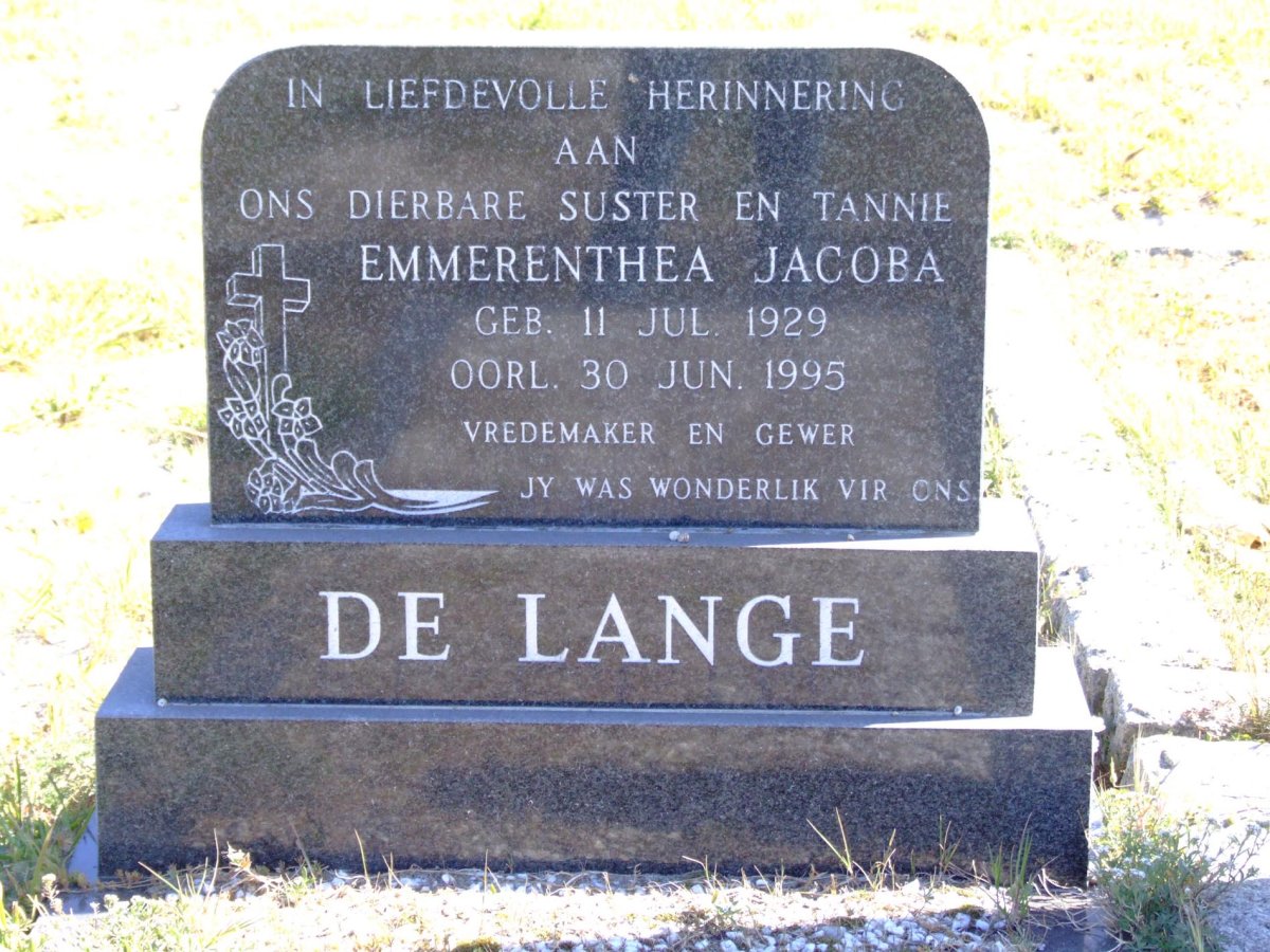 LANGE Emmerenthea Jacoba, de 1929-1995