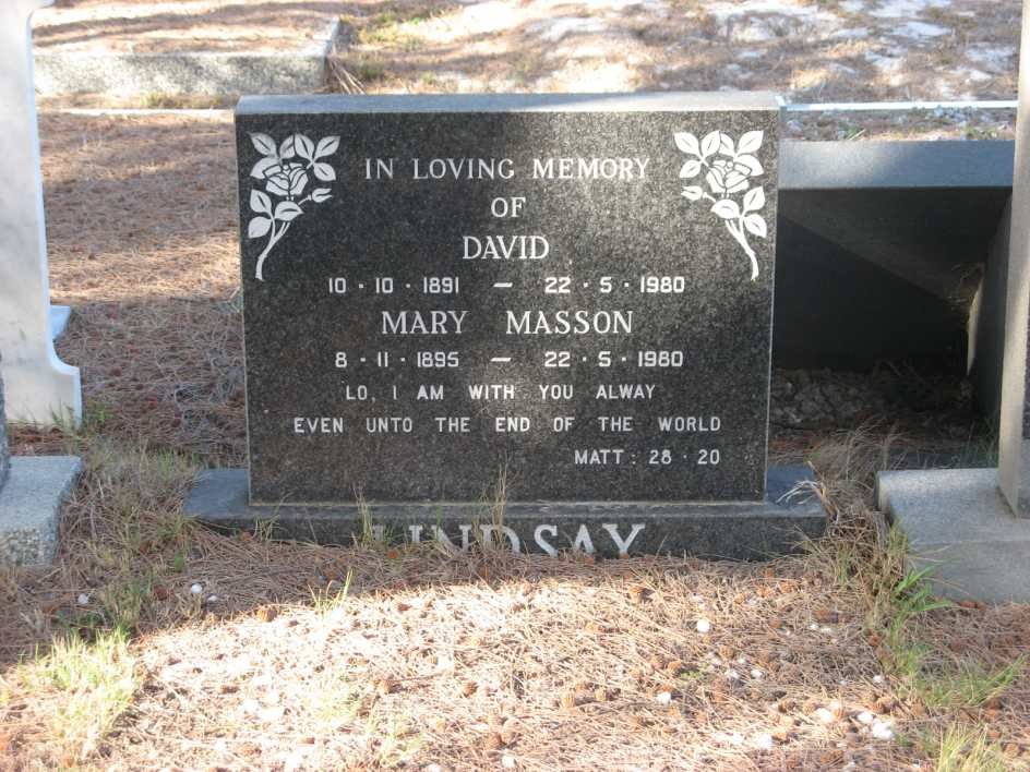 LINDSAY David 1891-1980 &amp; Marry Masson 1895-1980