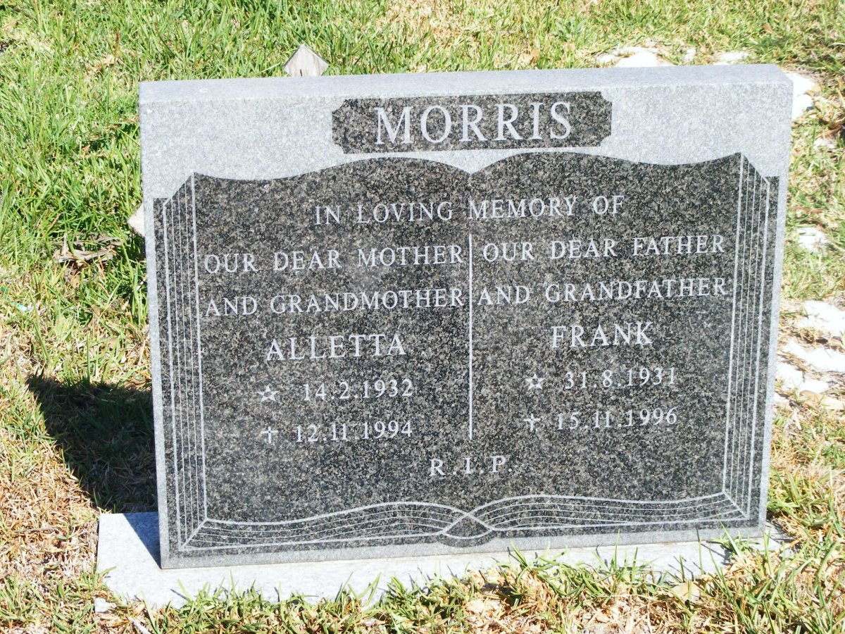 MORRIS Frank 1931-1996 &amp; Alletta 1932-1994