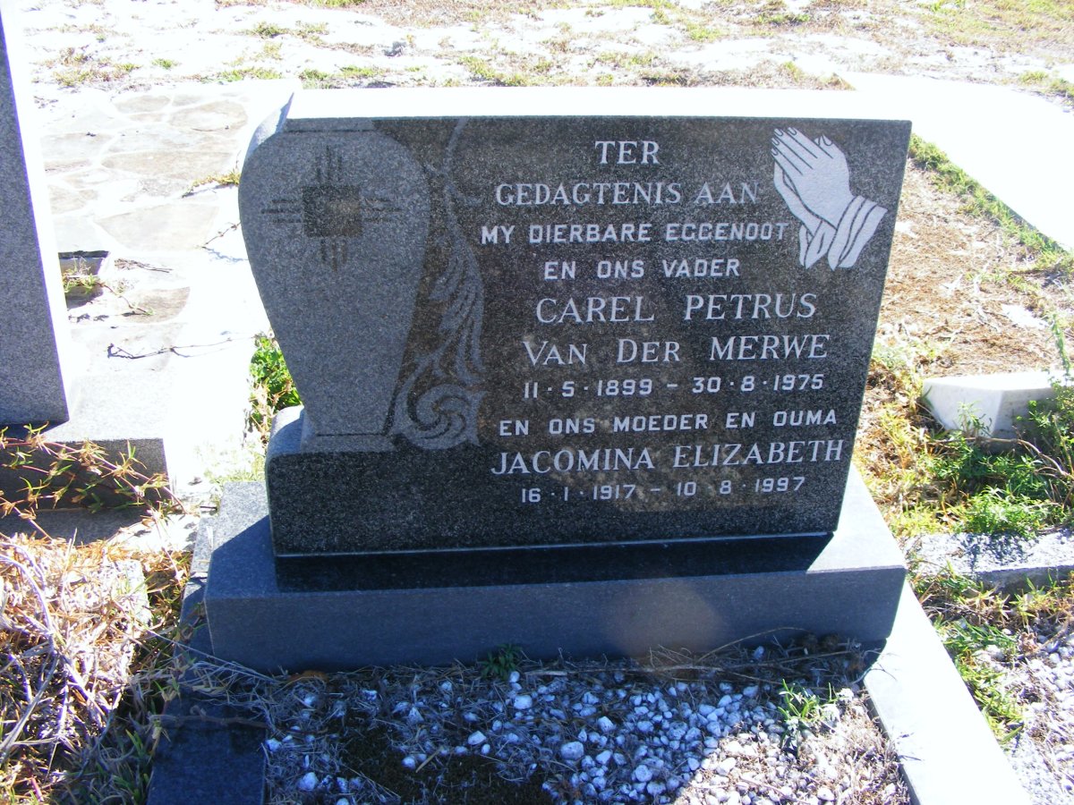 MERWE Carel Petrus, van der 1899-1975 &amp; Jacomina Elizabeth 1917-1997