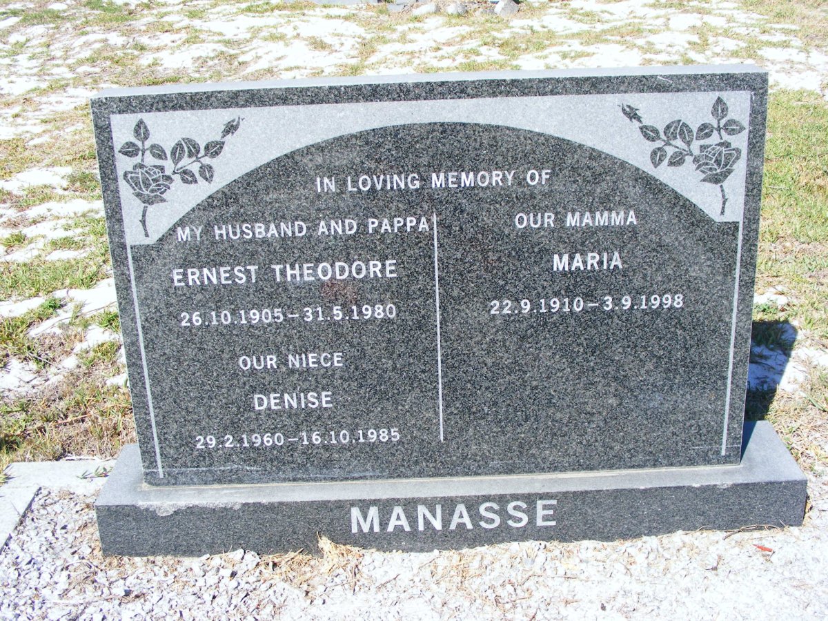 MANASSE Ernest Theodore 1905-1980 &amp; Maria 1910-1998 :: MANASSE Denise 1960-1985