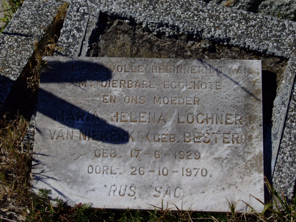 NIEKERK Maria Helena Lochner, van nee BESTER 1929-1970