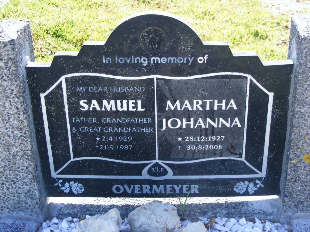 OVERMEYER Samuel 1929-1987 &amp; Martha Johanna 1927-2008