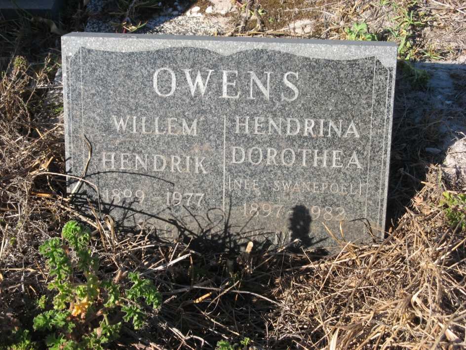 OWENS Willem Hendrik 1899-1977 &amp; Hendrina Dorothea SWANEPOEL 1897- 1982