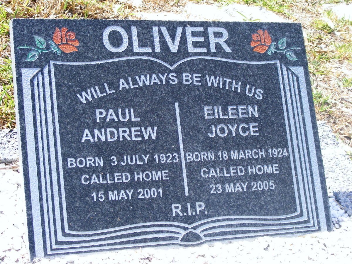 OLIVER Paul Andrew 1923-2001 &amp; Eileen Joyce 1924-2005
