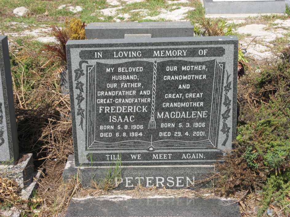 PETERSEN Frederick Isaac 1906-1984 &amp; Magdalene 1906-2001