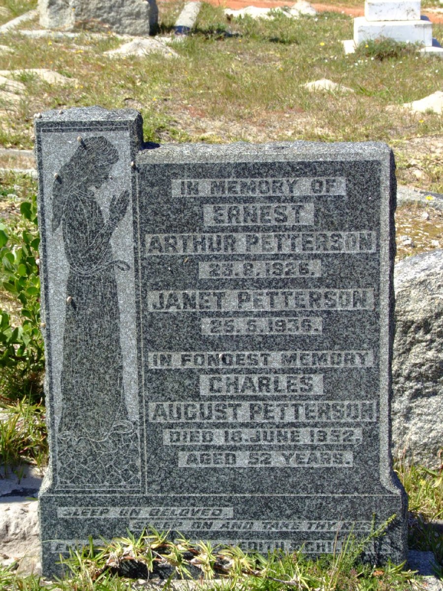PETTERSON Ernest Arthur -1926 :: PETTERSON Janet -1936 :: PETTERSON Charles August -1952