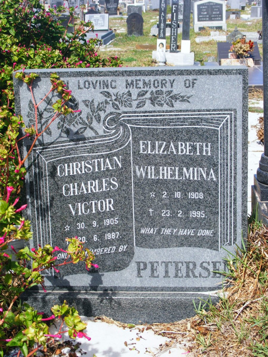 PETERSEN Christian Charles Victor 1905-1987 &amp; Elizabeth Wilhelmina 1908-1995