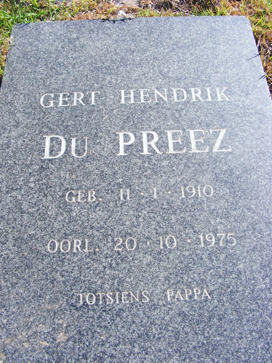 PREEZ Gert Hendrik, du 1910-1975