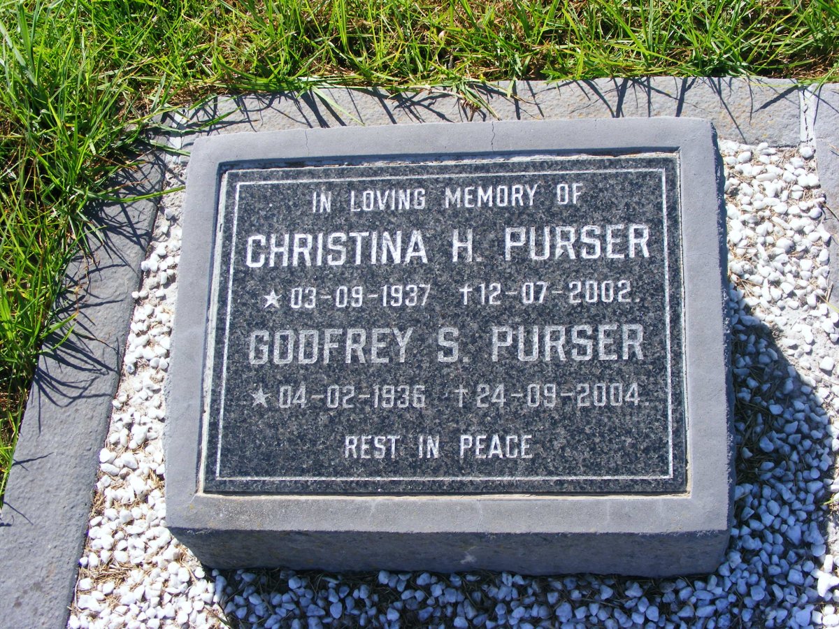 PURSER Godfrey S. 1936-2004 &amp; Christina H. 1937-2002