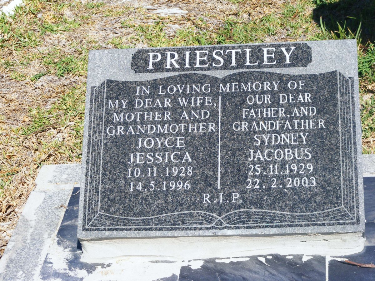 PRIESTLEY Sydney Jacobus 1929-2003 &amp; Joyce Jessica 1928-1996