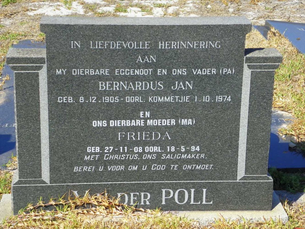 POLL Bernardus Jan, van der 1905-1974 &amp; Frieda 1908-1994