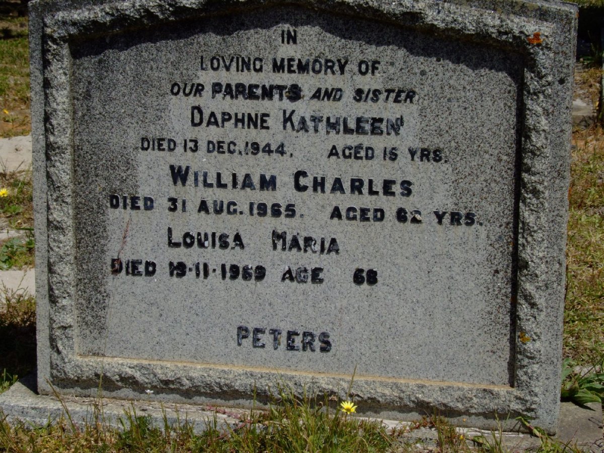 PETERS William Charles -1965 &amp; Louisa Maria -1969