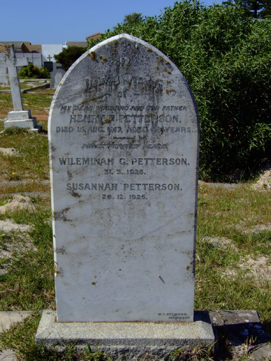 PETTERSON Henry P. -1917 :: PETTERSON Wileminah G. -1925 :: PETTERSON Susannah -1925