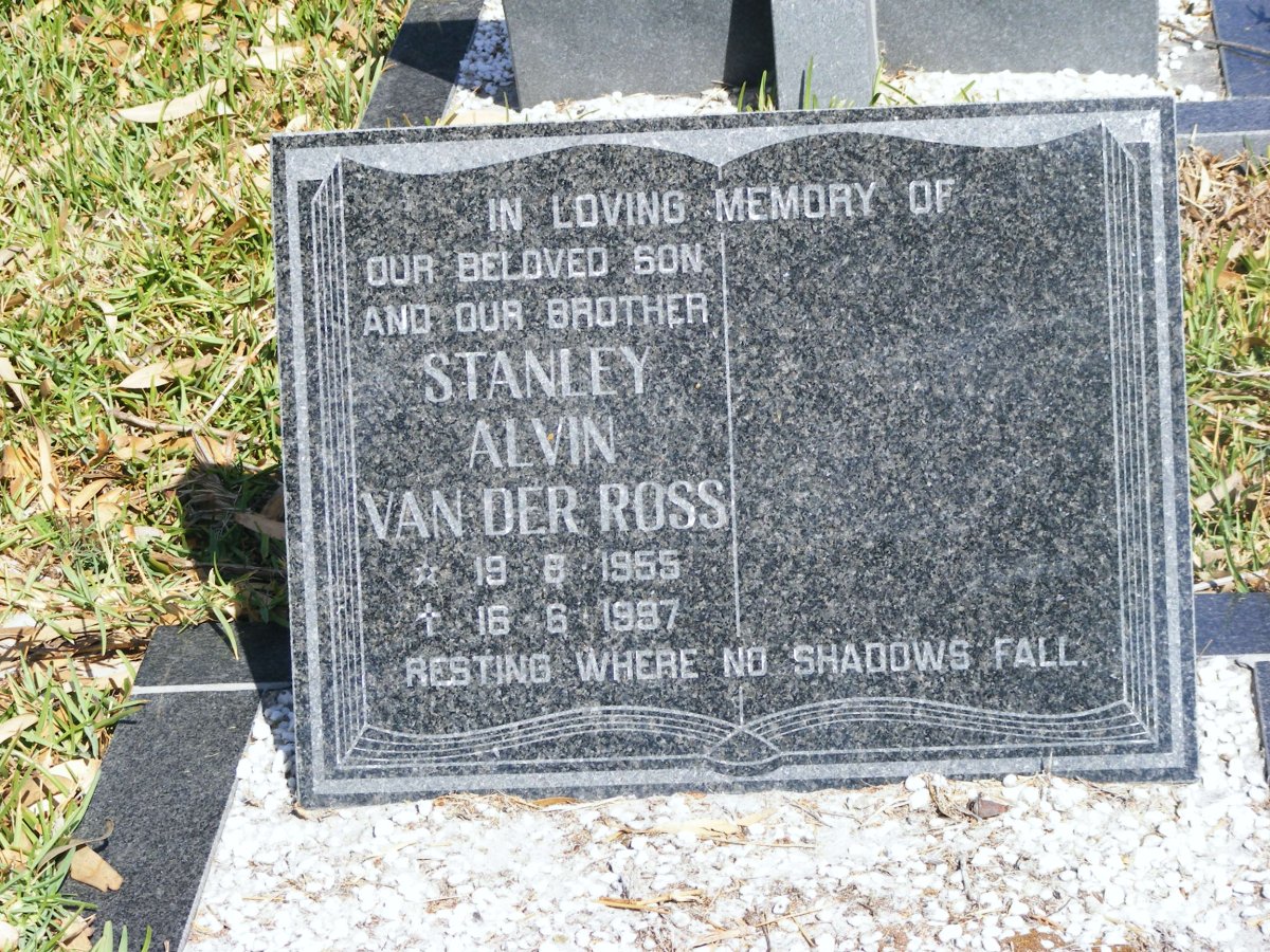 ROSS Stanley Alvin, van der 1955-1997