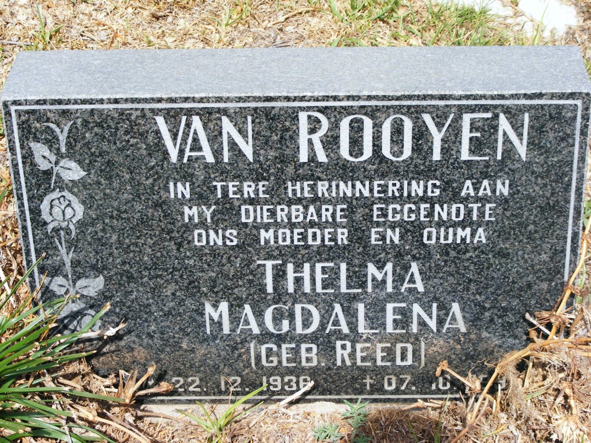 ROOYEN Thelma Magdalena, van nee REED 1936-????