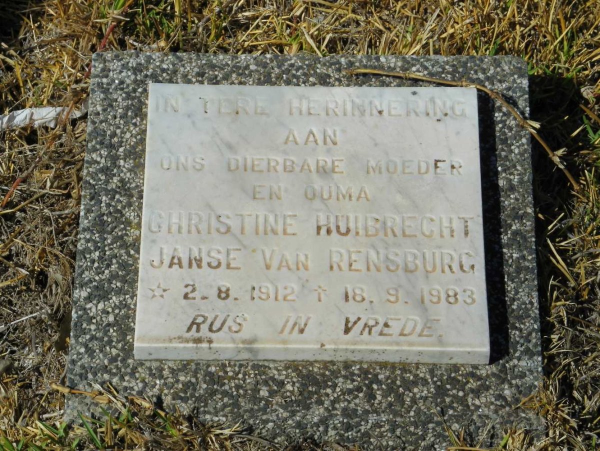 RENSBURG Christine Huibrecht, Janse van 1912-1983