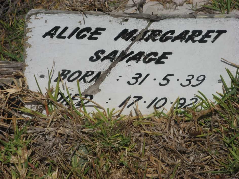 SAVAGE Alice Margaret 1939-1992