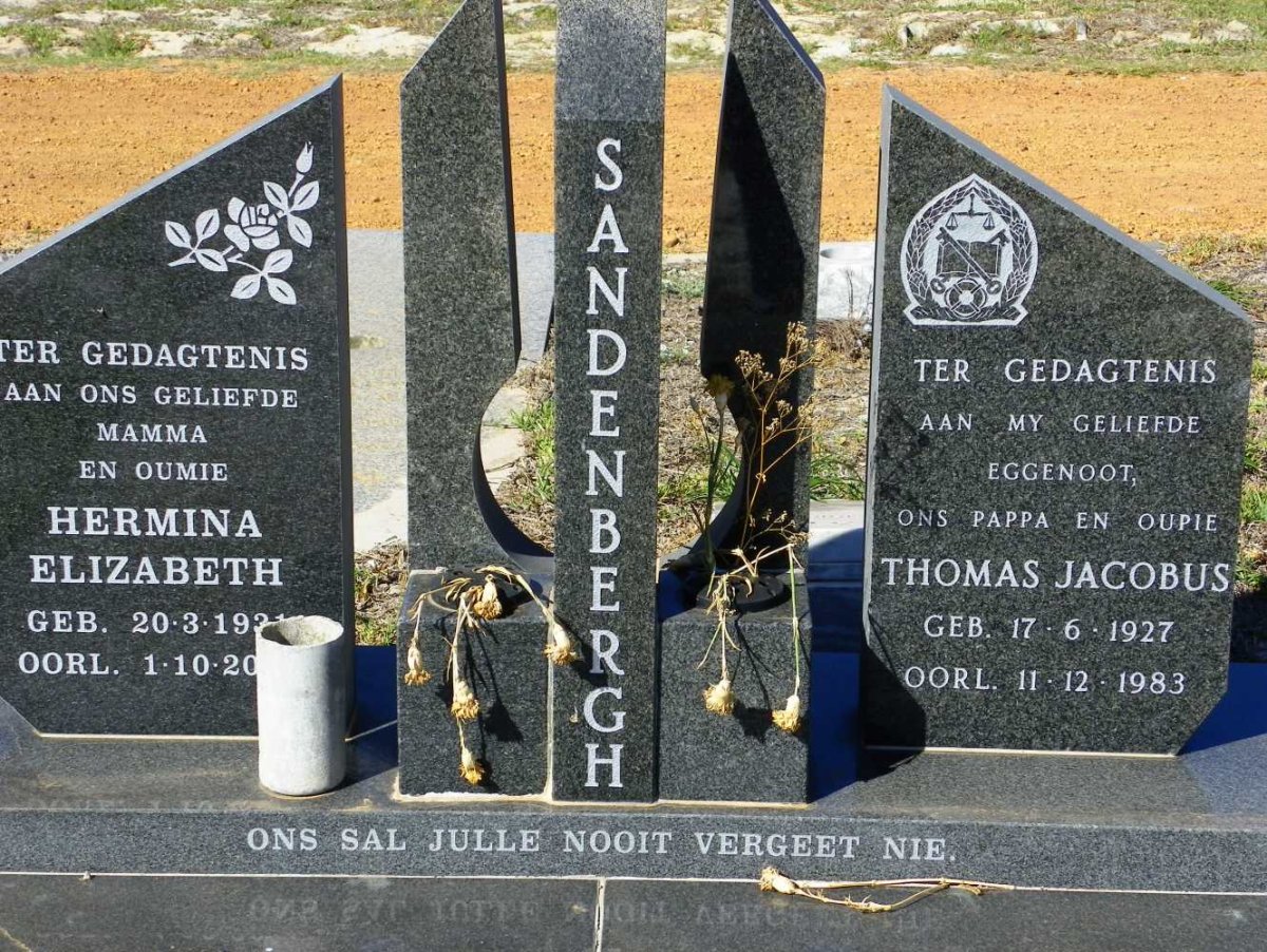 SANDENBERGH Thomas Jacobus 1927-1983 &amp; Hermina Elizabeth 19??-20??