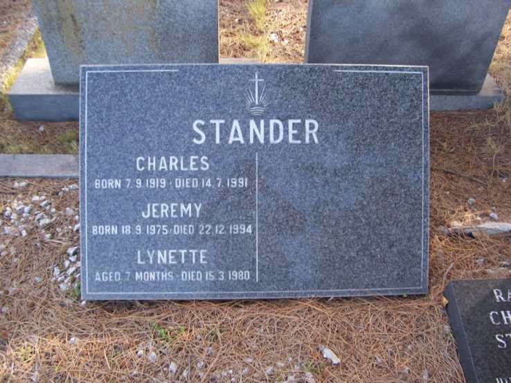 STANDER Charles 1919-1991 :: STANDER Jeremy 1975-1994 :: STANDER Lynette -1980