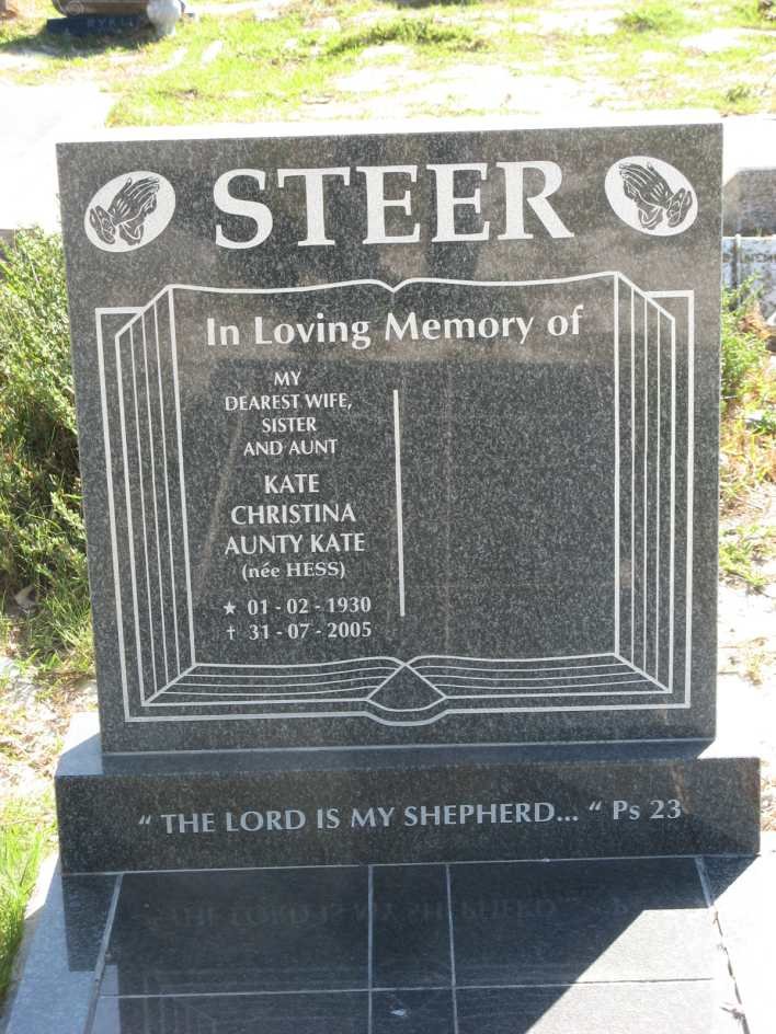STEER Kate Christina nee HESS 1930-2005