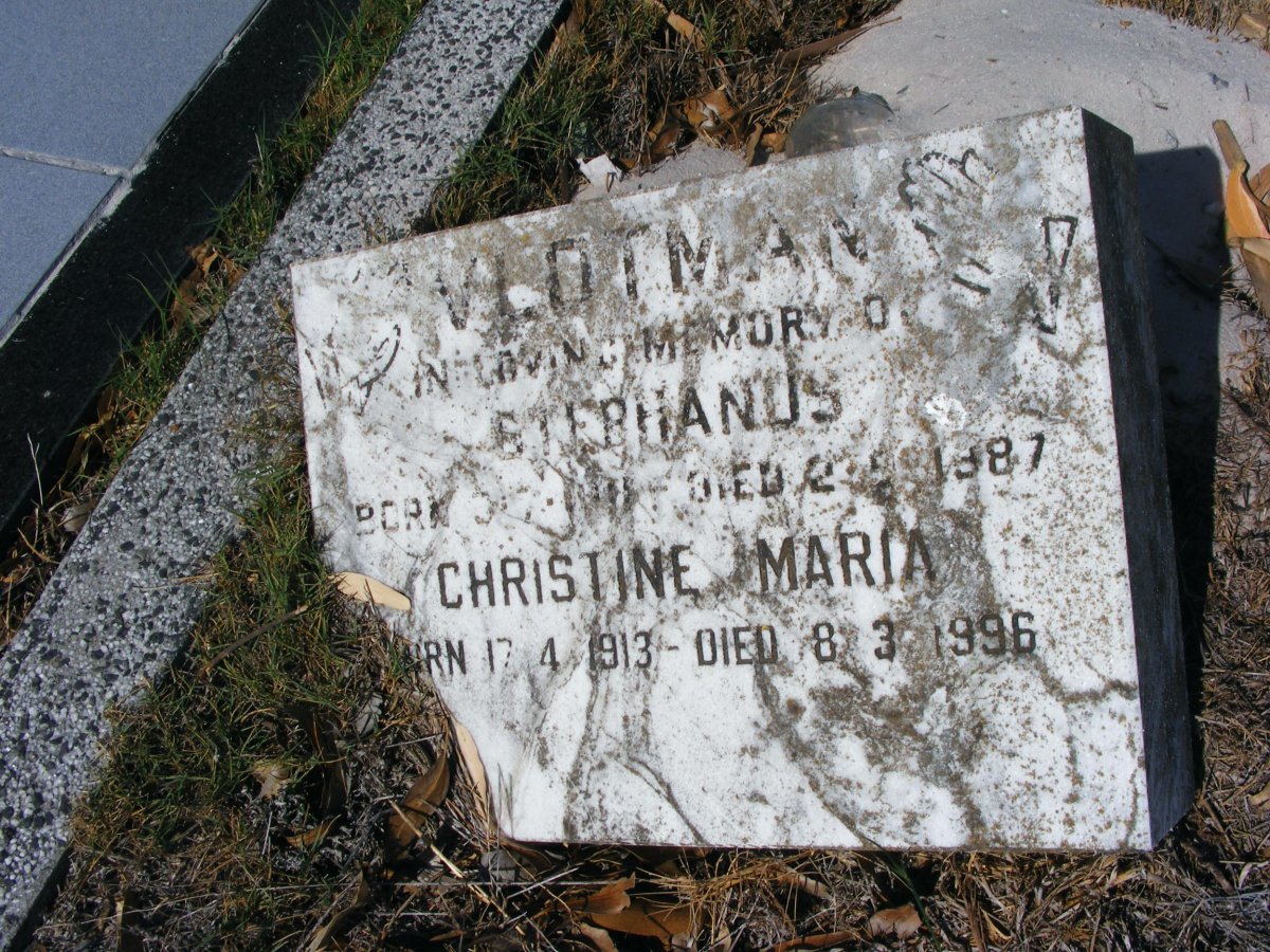 VLOTMAN Stephanus 19??-1987 &amp; Christine Maria 1913-1996