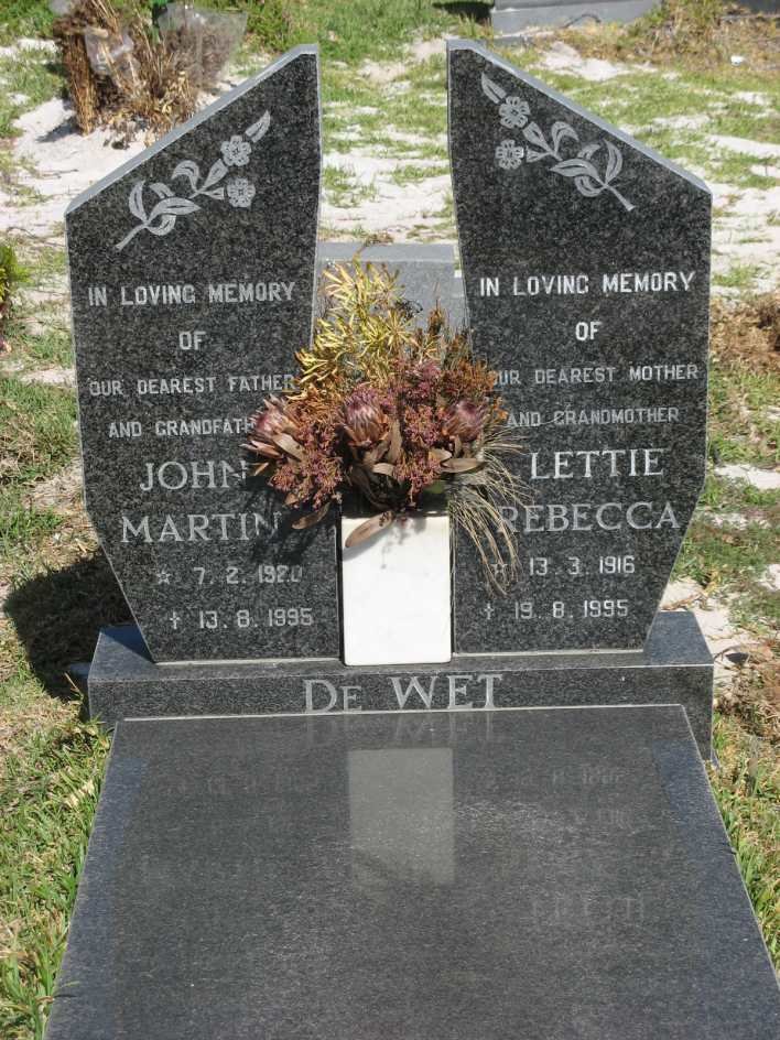 WET John Martin, de 1920-1995 &amp; Lettie Rebecca 1916-1995