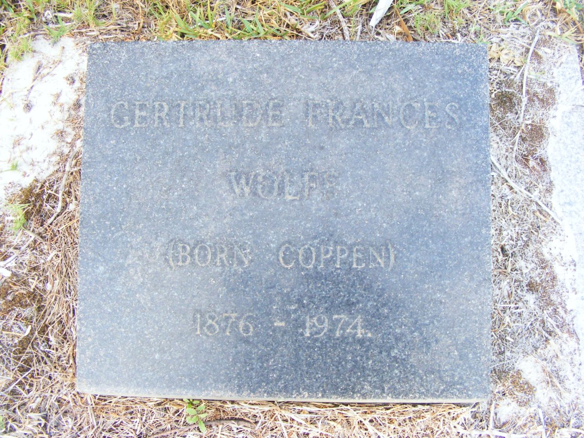 WOLFF Gertrude Frances nee COPPEN 1876-1974
