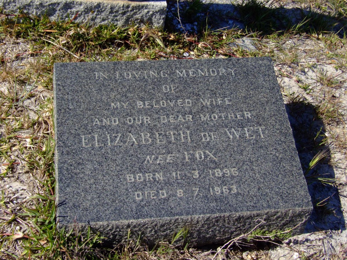 WET Elizabeth, de nee FOX 1896-1963