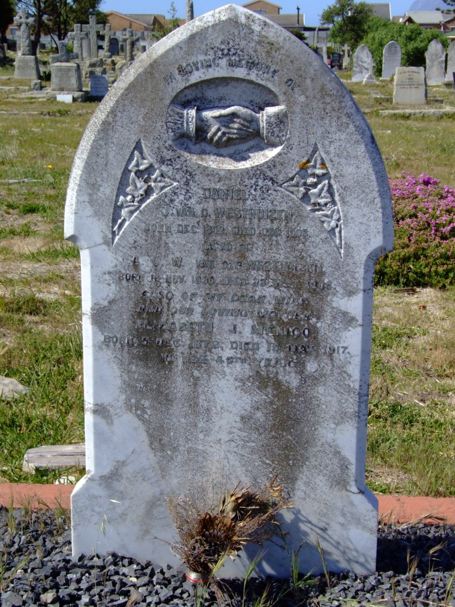 WESTHUIZEN A.C.W., van der 1830-1908 :: VAN D. WESTHUIZEN Daniel J. 1842-1903 :: MENIGO Elizabeth J. 1872-1917