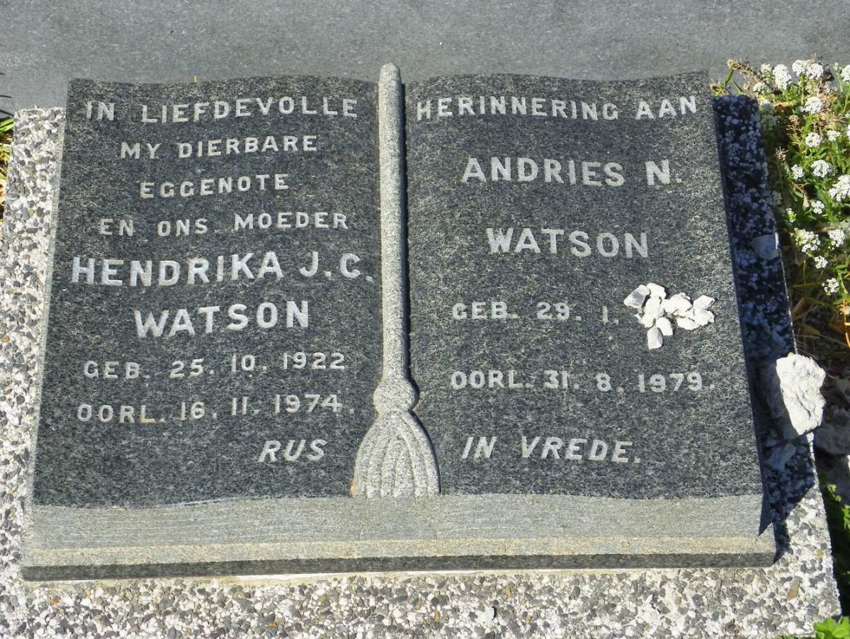 WATSON Andries N. -1979 &amp; Hendrika J.C. 1922-1974