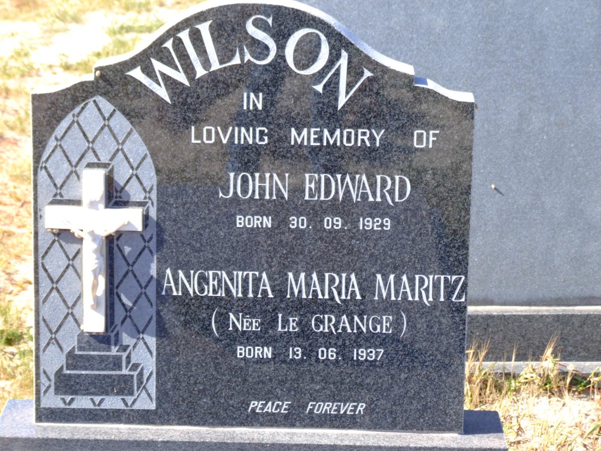 WILSON John Edward 1929- &amp; Angenita Maria Maritz LE GRANGE 1937-