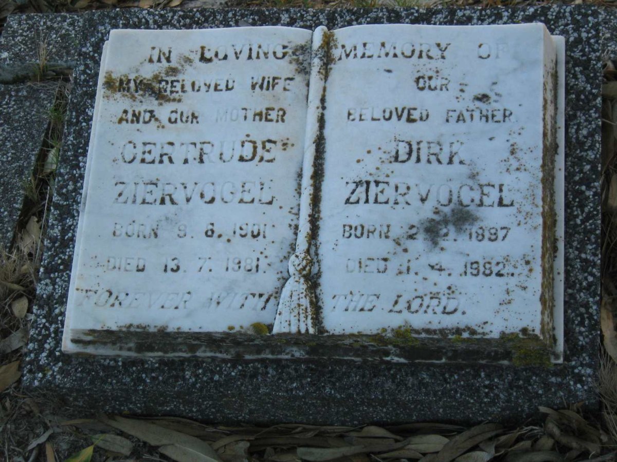 ZIERVOGEL Dirk 1897-1982 &amp; Gertrude 1901-1981