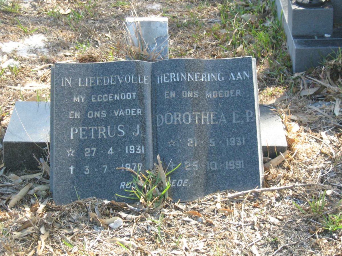 BOOI Petrus J. 1931-1977 &amp; Dorothea E.P. 1931-1991
