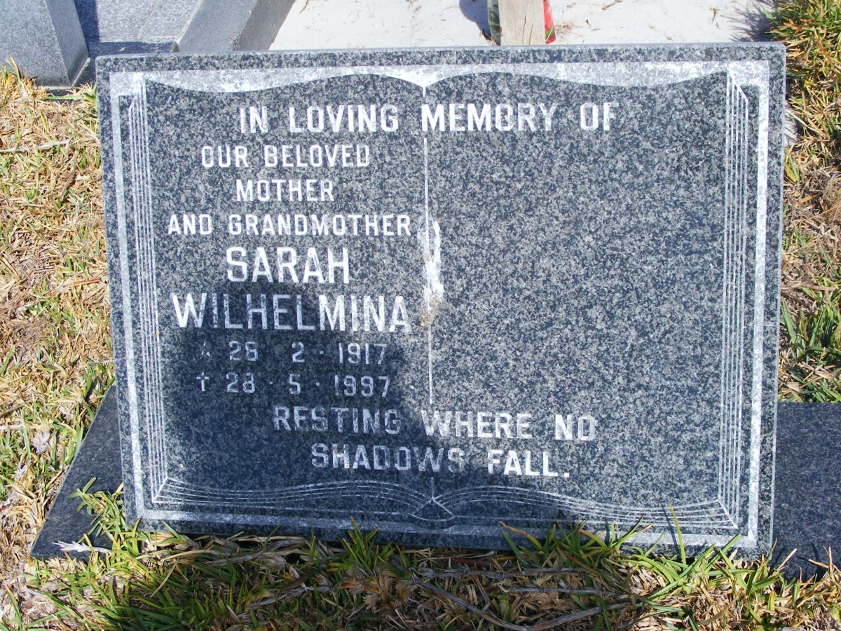 ALBERTUS Sarah Wilhelmina 1917-1997