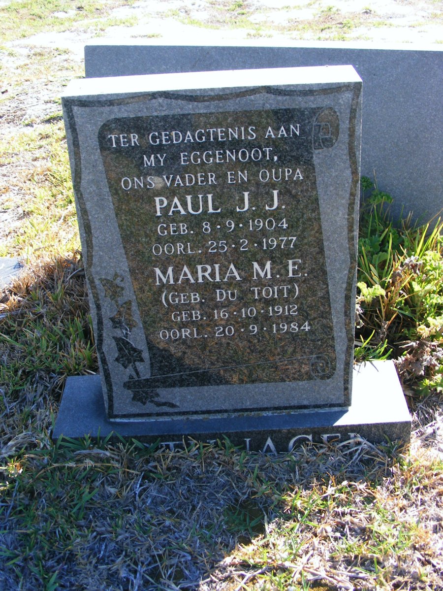 NOTHNAGEL Paul J.J. 1904-1977 &amp; Maria M.E. DU TOIT 1912-1984