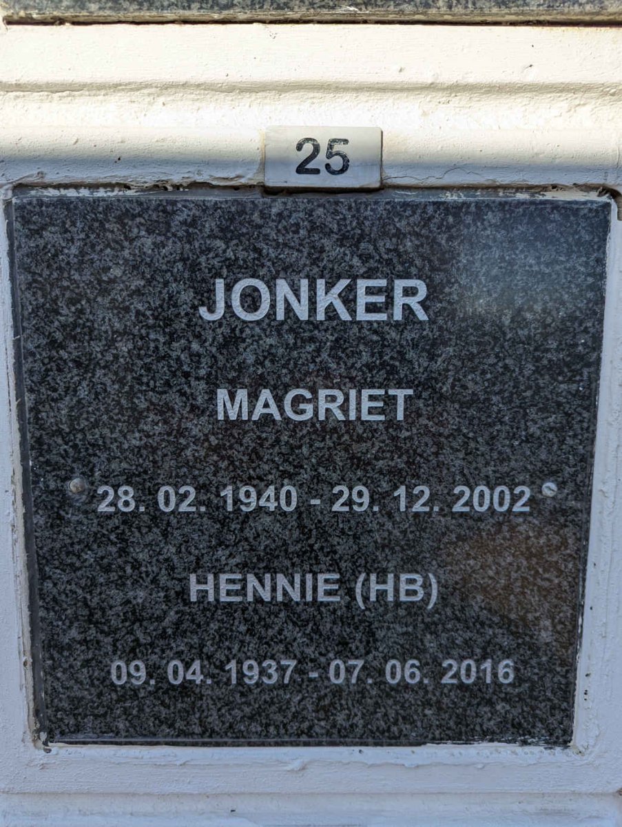 JONKER H.B. 1937-2016 &amp; Magriet 1940-2002