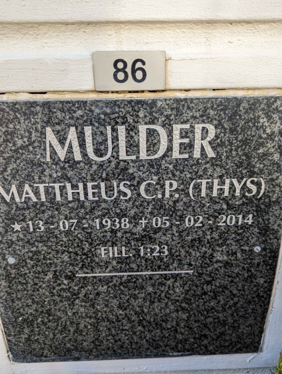 MULDER Mattheus C.P. 1938-2014