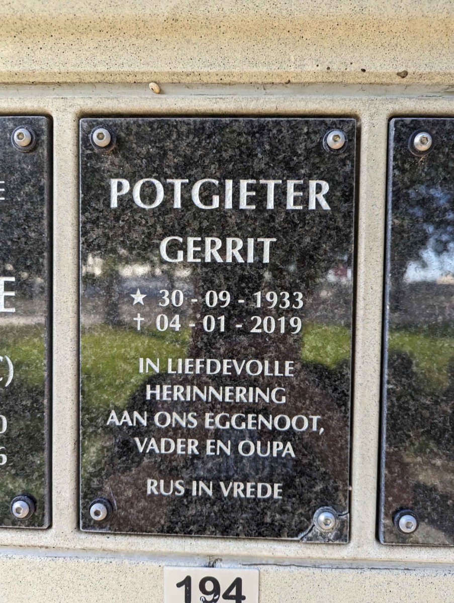 POTGIETER Gerrit 1933-2019