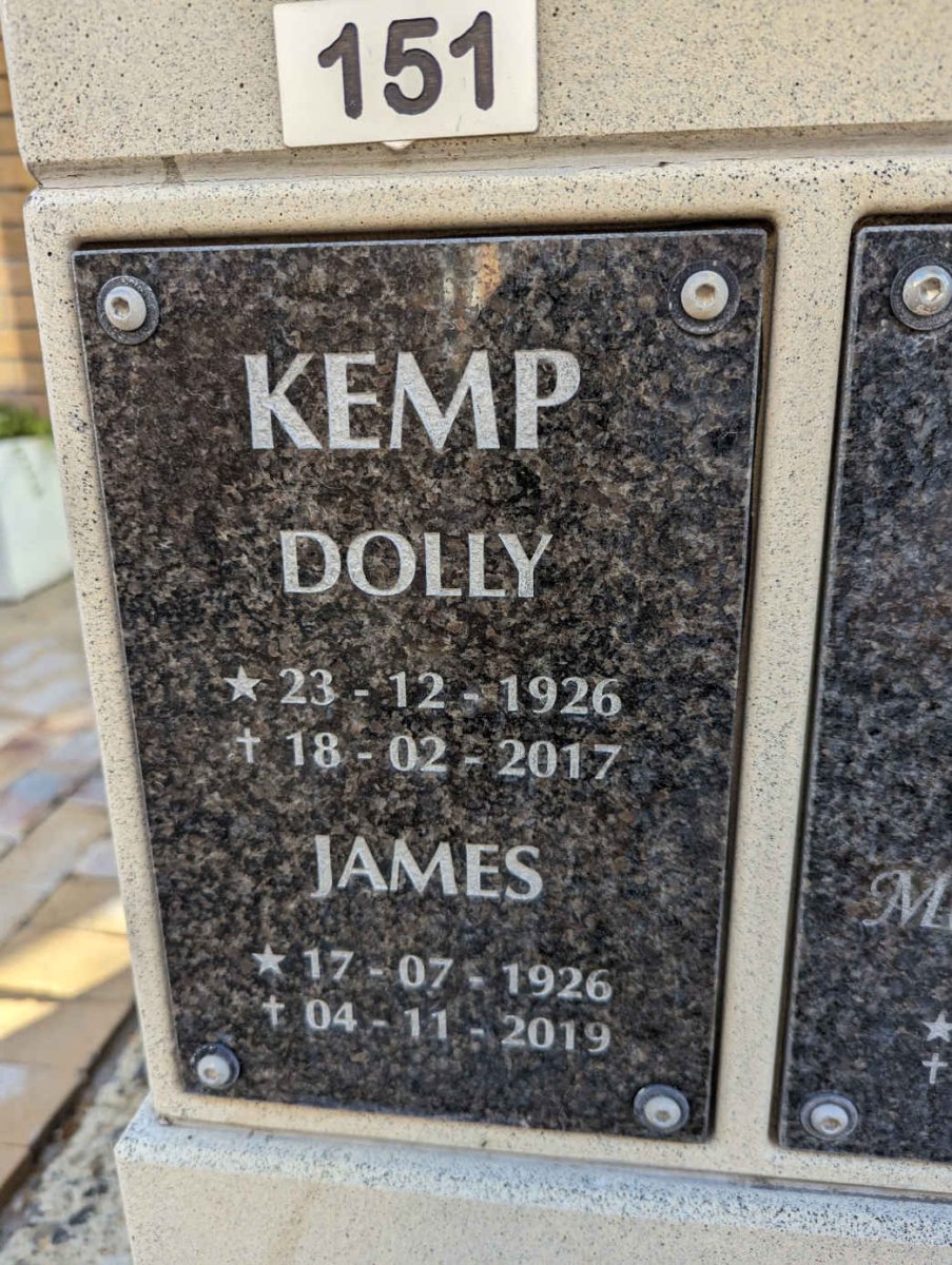 KEMP James 1926-2019 &amp; Dolly 1926-2017